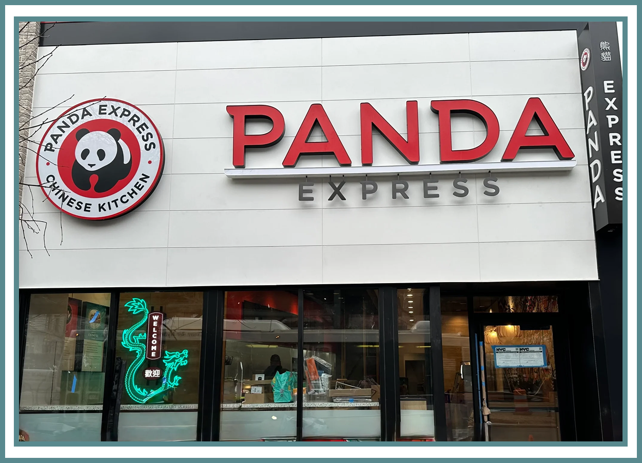 Panda Express restaurant storefront with logo.